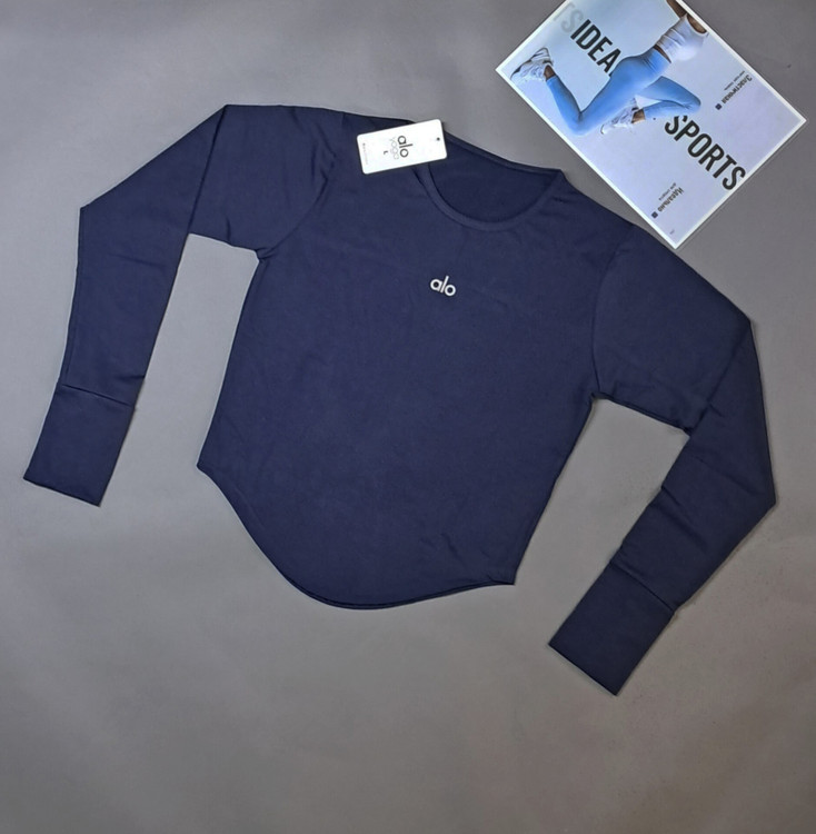 بلوز ورزشی زنانه کیمونو فینگردارمدل هلالی رنگ سورمه ی