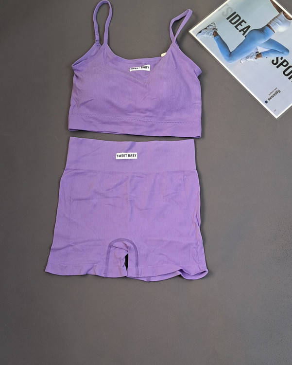 ست ورزشی نیمتنه وشورتک سوییت بیبی لباس باشگاهی زنانه جنس سیملس