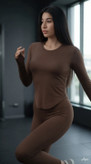 بلوز ورزشی زنانه کیمونو فینگردار مدل هلالی رنگ صورتی پاستیلی